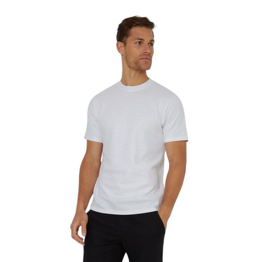Threadbare Mens Textured Crew Neck Regular T-Shirt / White